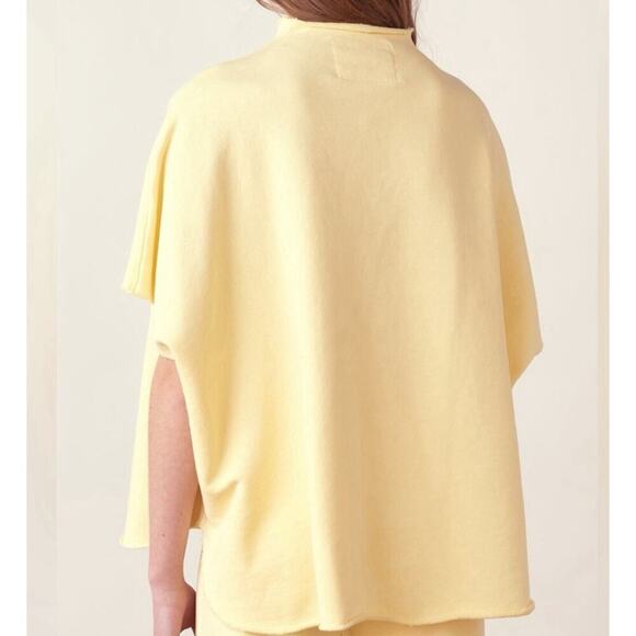 Frank & Eileen Capelet Top Funnel Neck Fleece Canary Yellow Sweatshirt Oversized - Picture 2 of 11